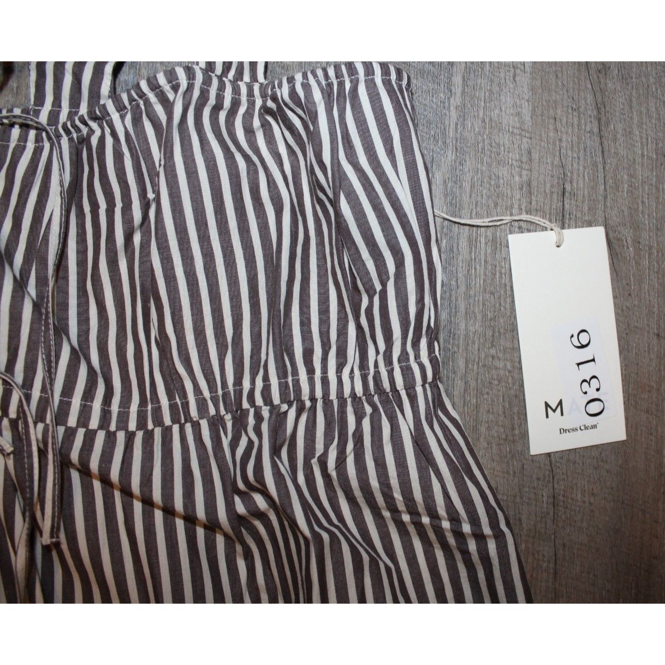 Mate The Label Organic Stripe Poplin Empire Tie Midi Dress M Nwt Brown White — image 5 of 8